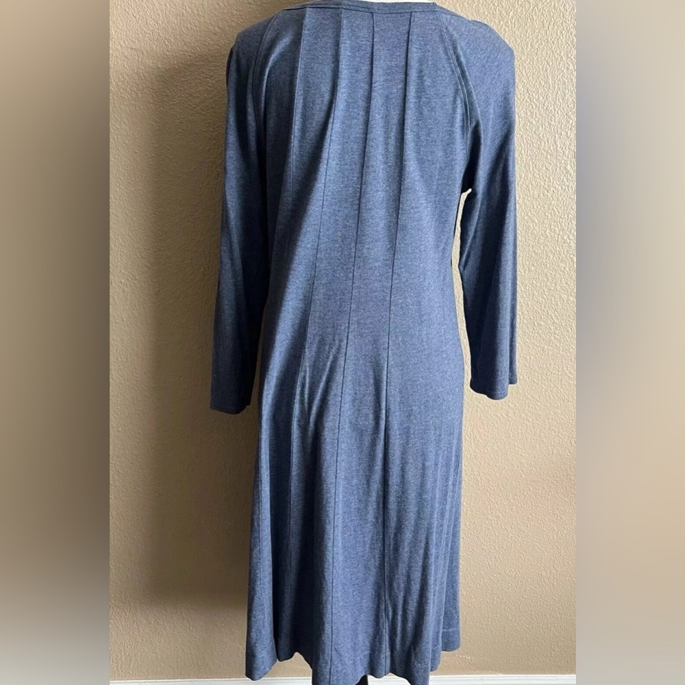 J.JILL Women’s Blue Stretch Knit Midi Min Dress 3/4 Sleeves Size Medium Tall - Picture 6 of 9